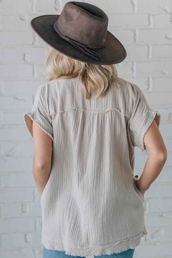 Raw Edge Gauze Top