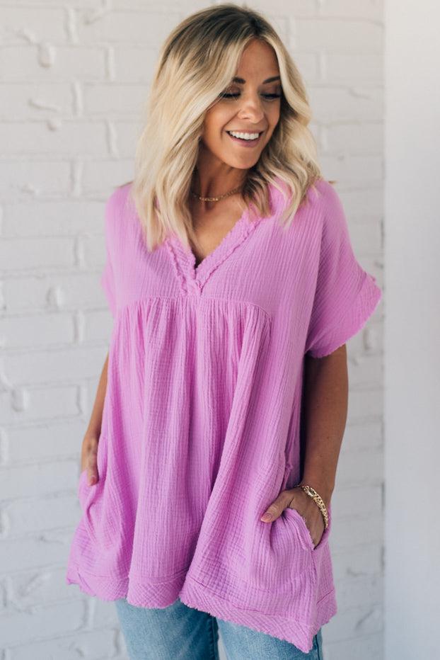 Raw Edge Gauze Top