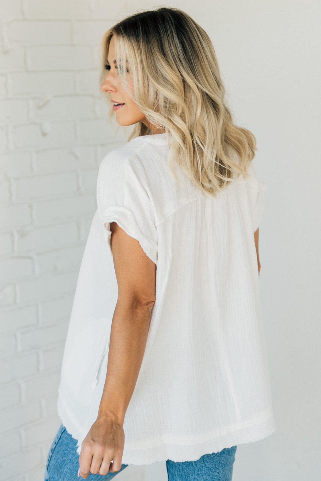 Raw Edge Gauze Top