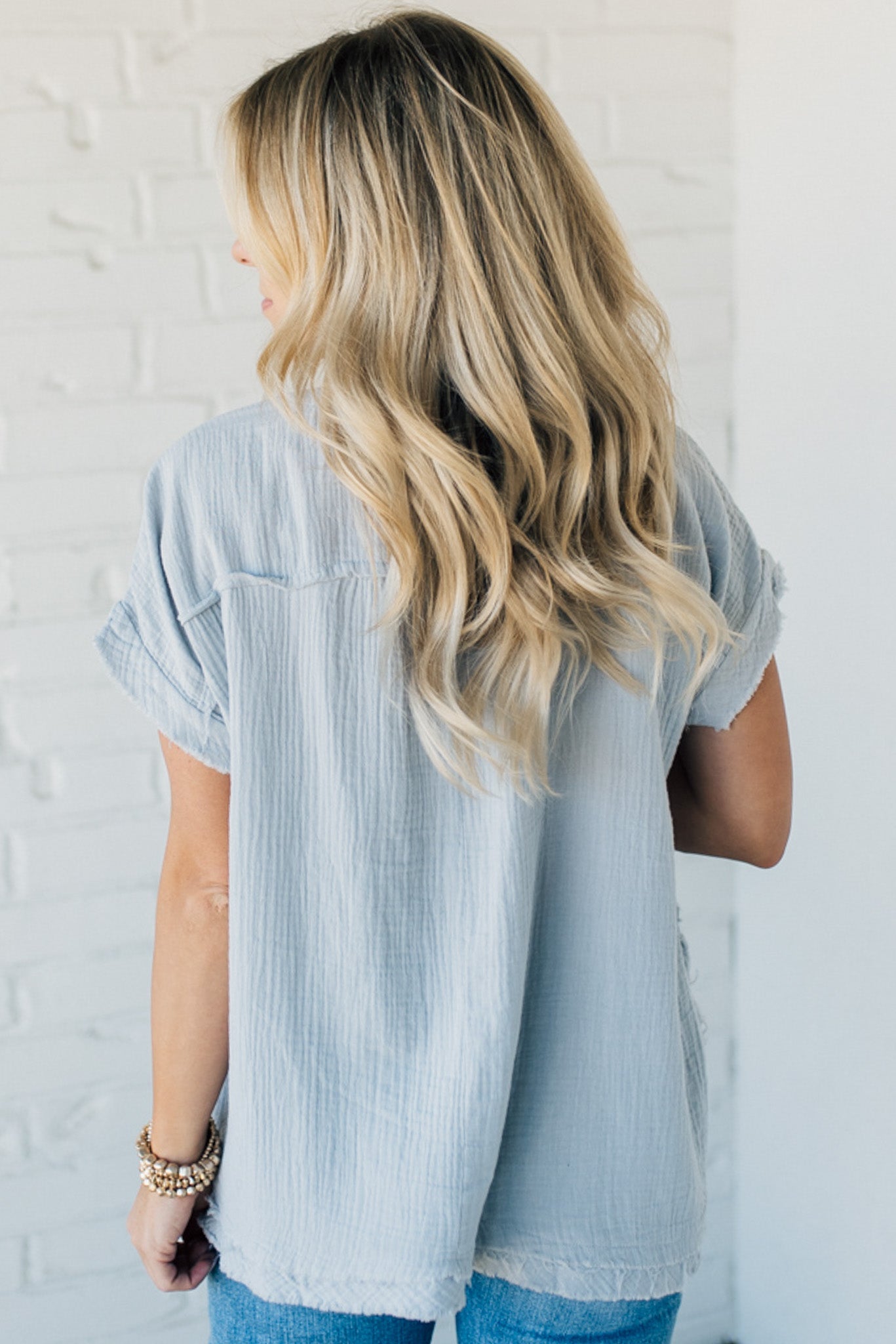 Raw Edge Gauze Top