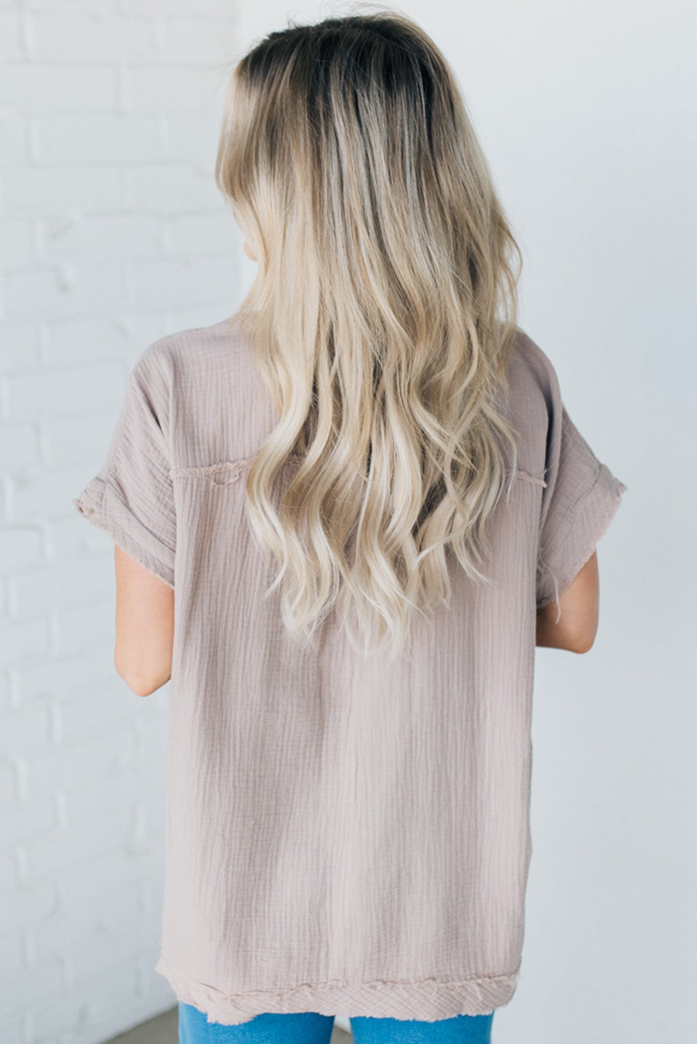 Raw Edge Gauze Top