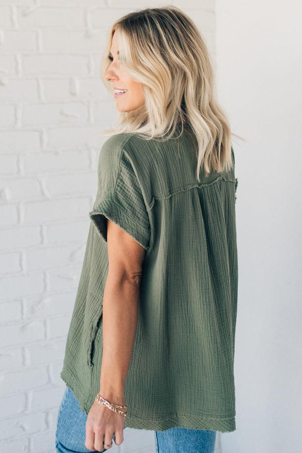 Raw Edge Gauze Top