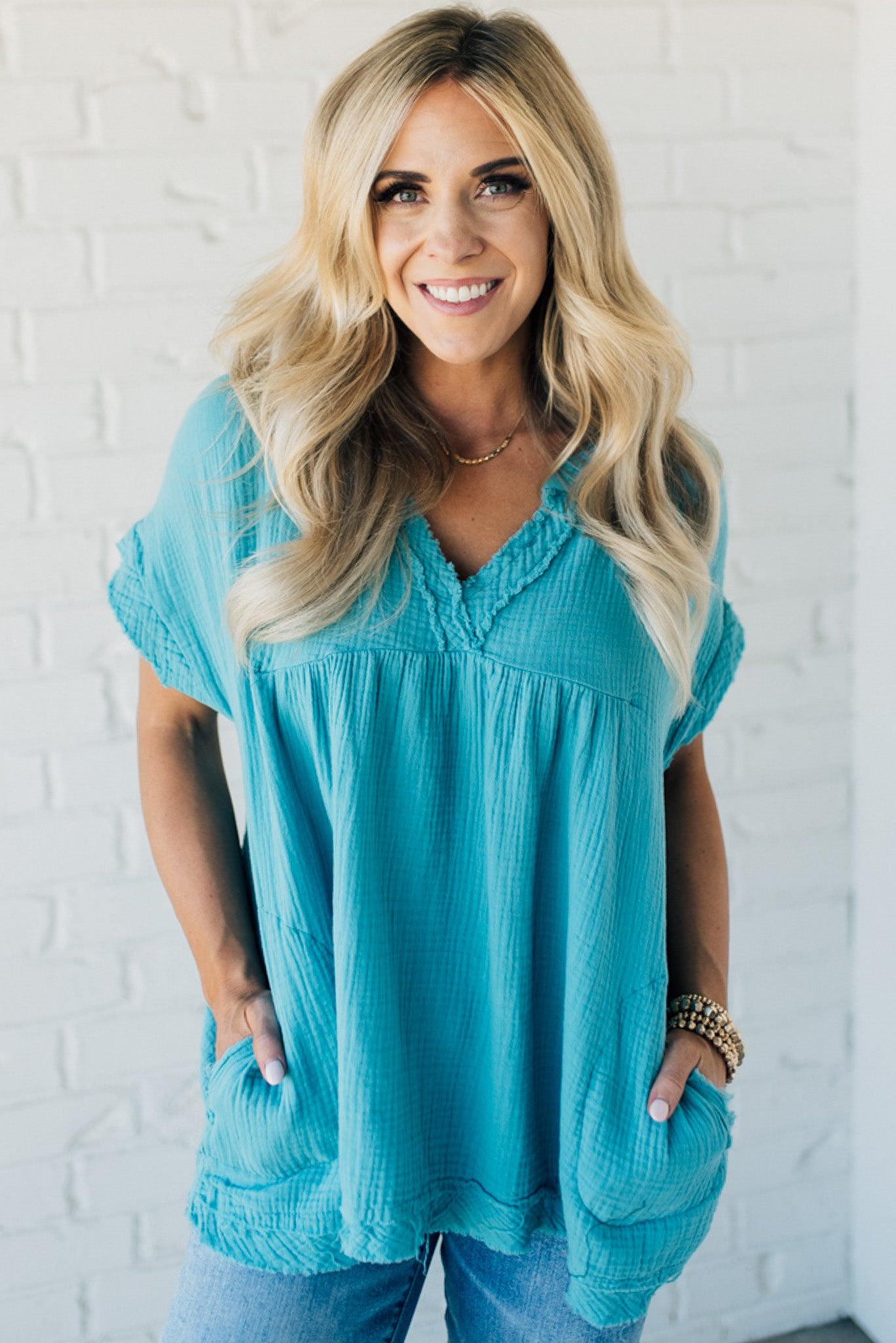 Raw Edge Gauze Top