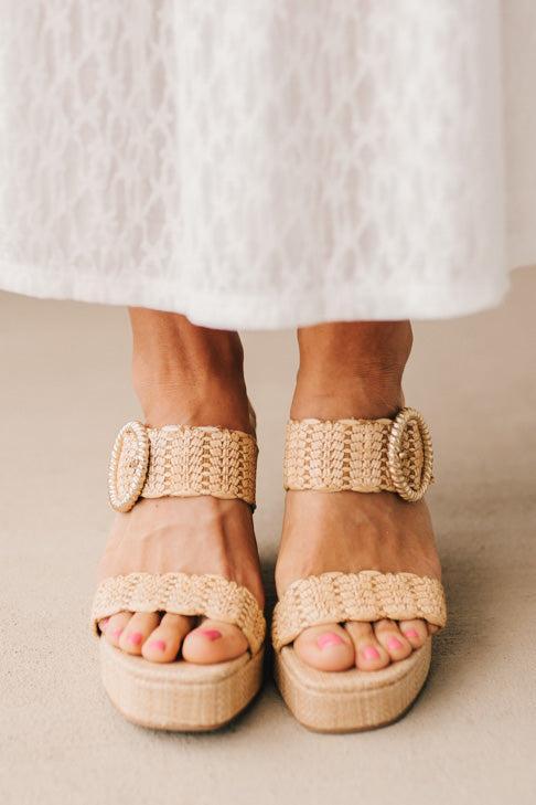 Raychel Raffia Buckled Wedges