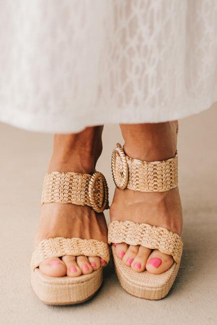 Raychel Raffia Buckled Wedges