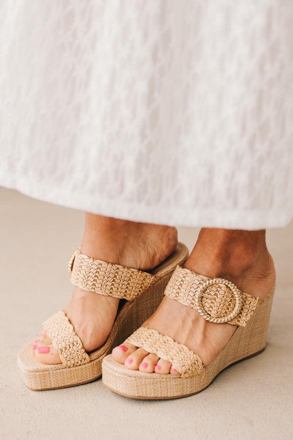 Raychel Raffia Buckled Wedges