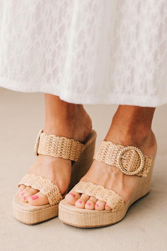 Raychel Raffia Buckled Wedges