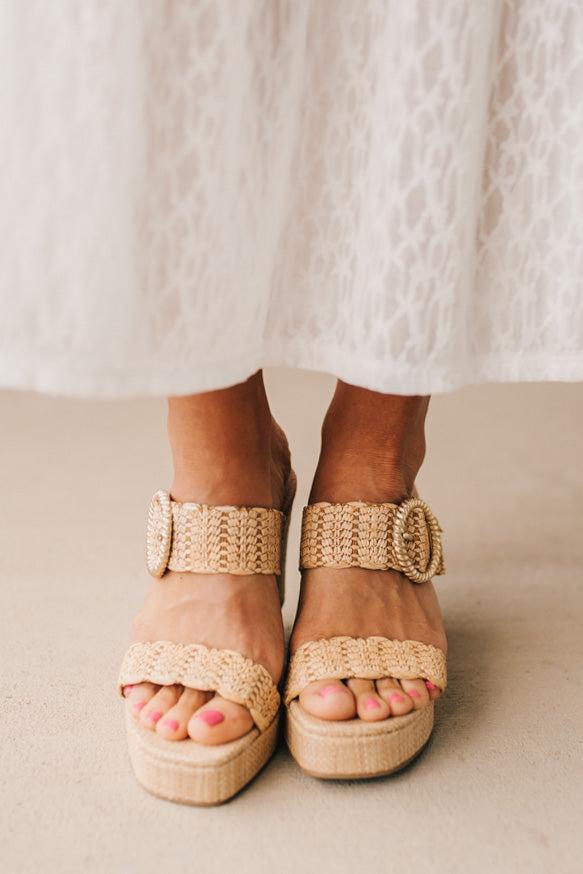Raychel Raffia Buckled Wedges