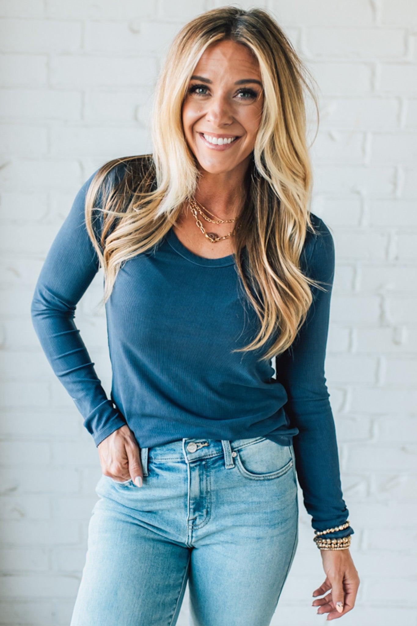 Reena Ribbed Round Neck Top