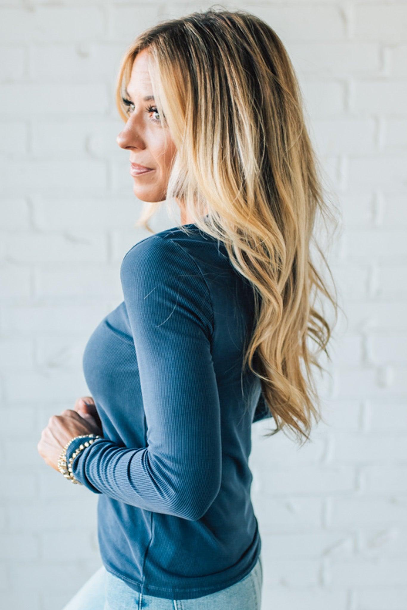 Reena Ribbed Round Neck Top