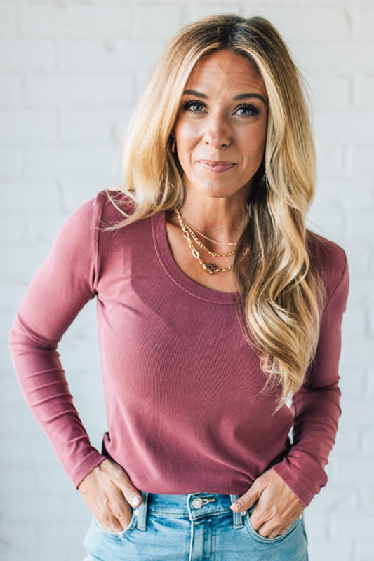 Reena Ribbed Round Neck Top