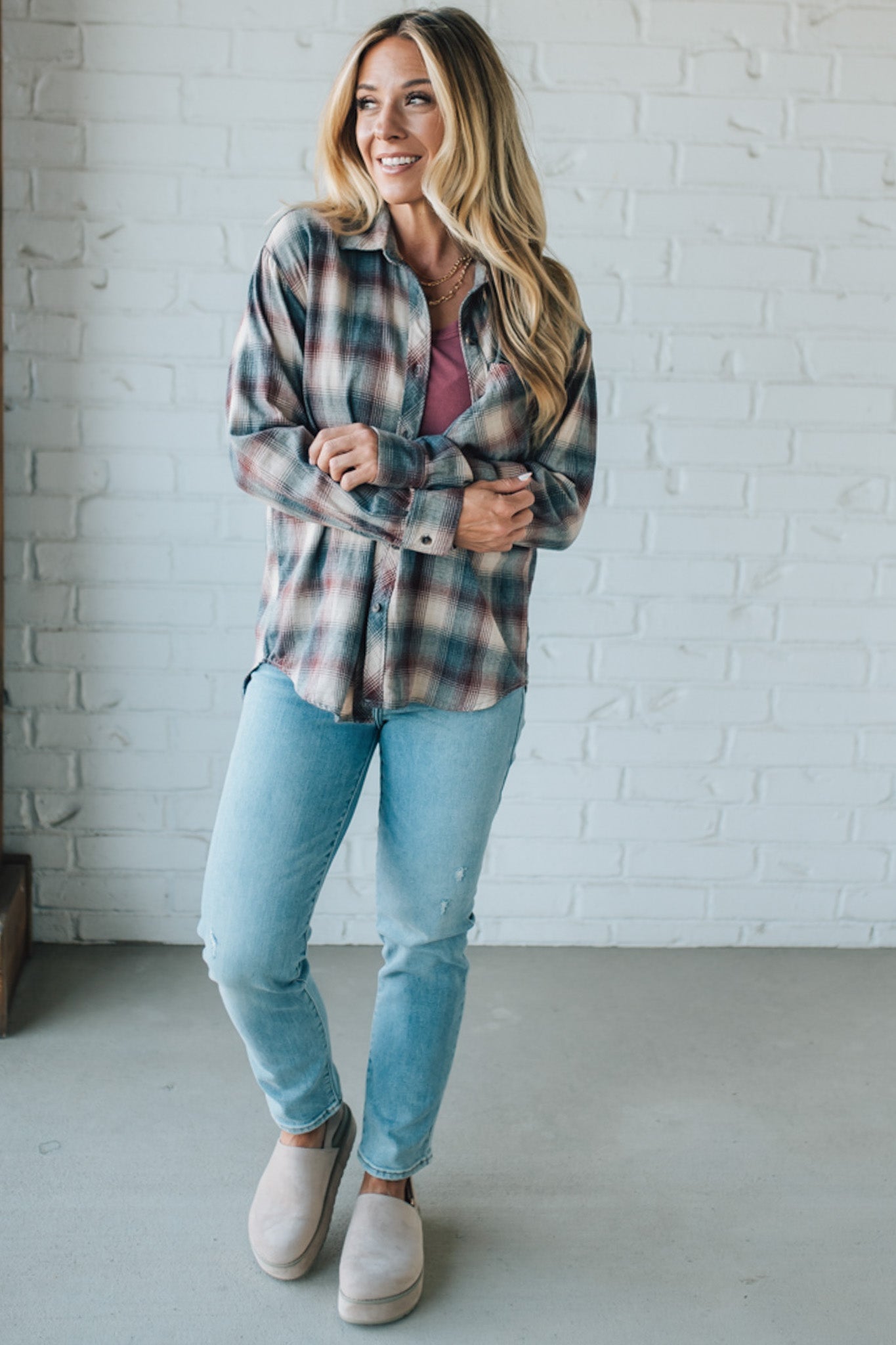 Relaxed Fit Plaid Top