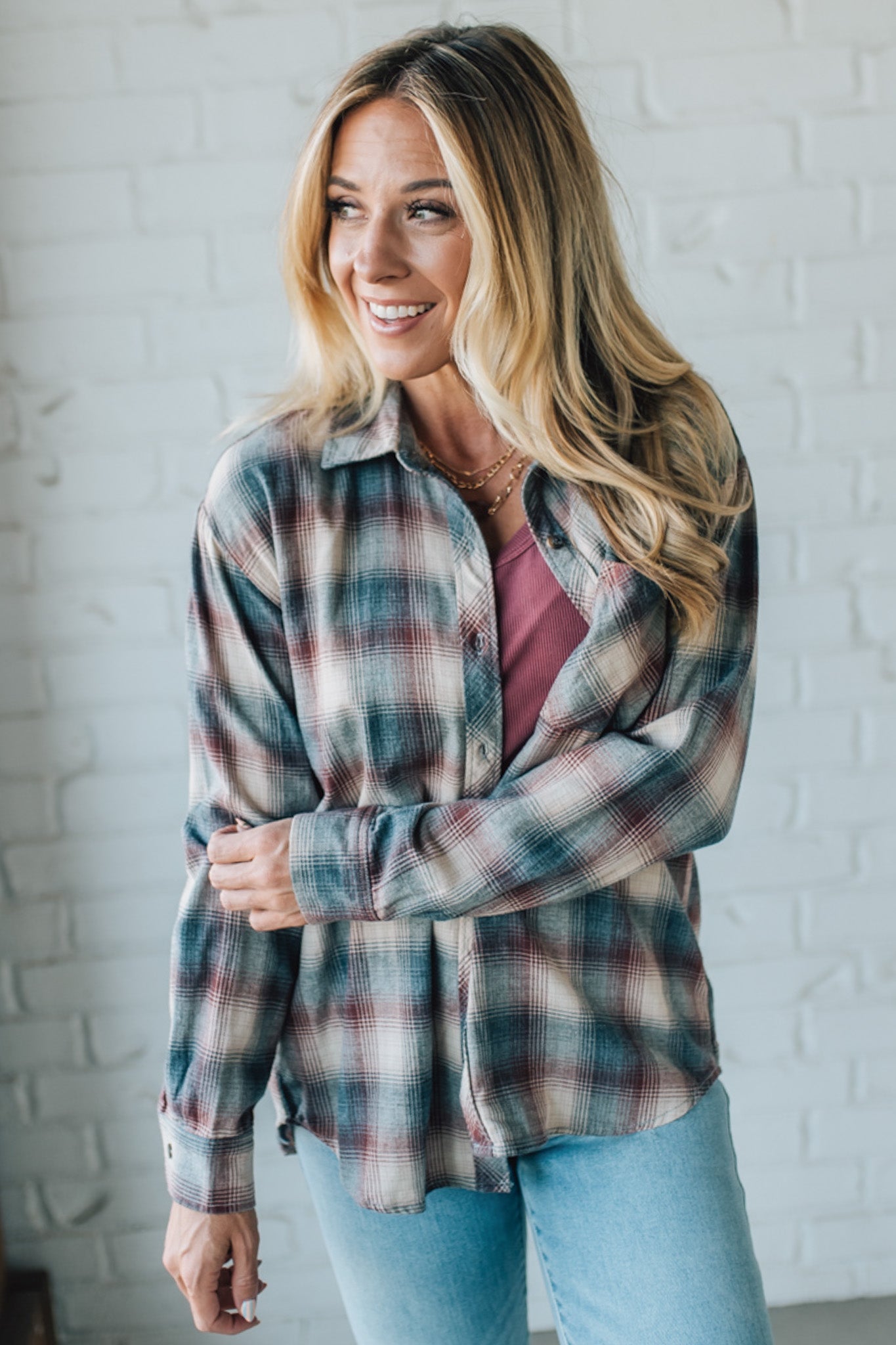 Relaxed Fit Plaid Top