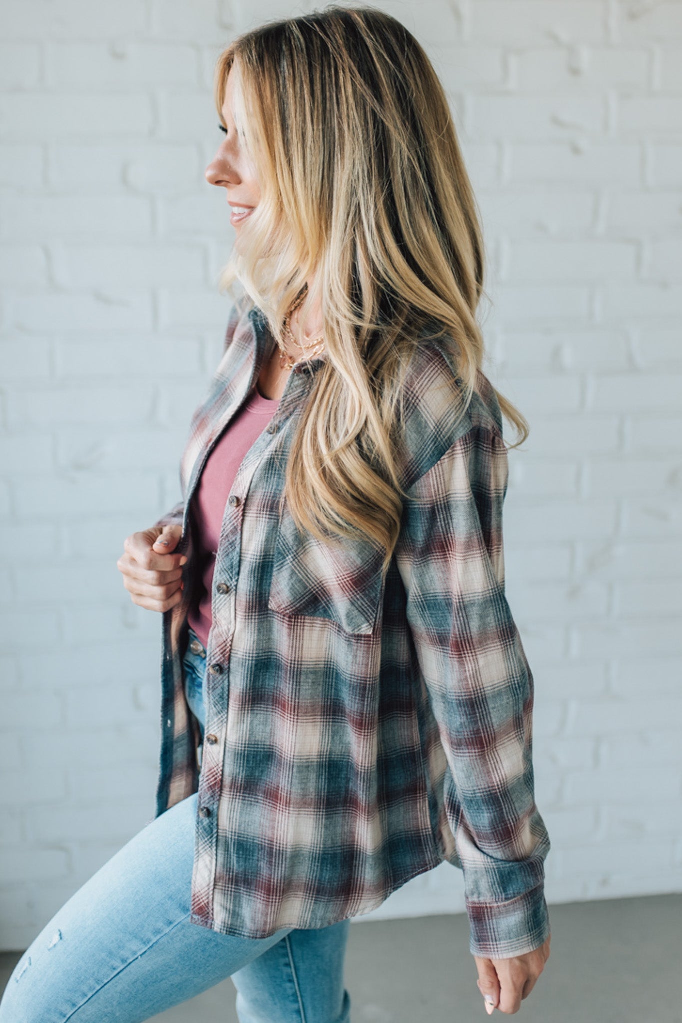 Relaxed Fit Plaid Top