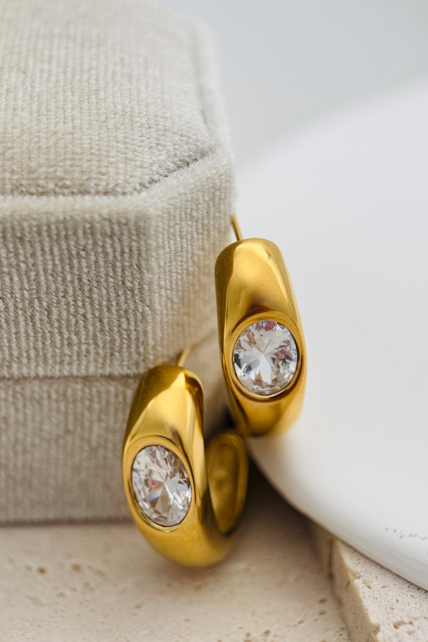 Rhinestone Embedded Hoop Earrings