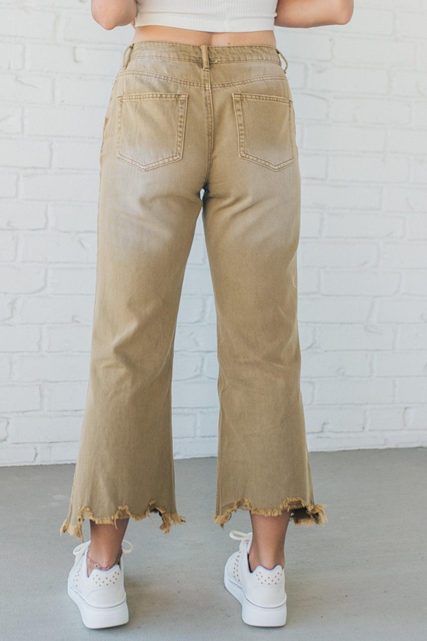 Riah Distressed and Washed Wide Leg Pants