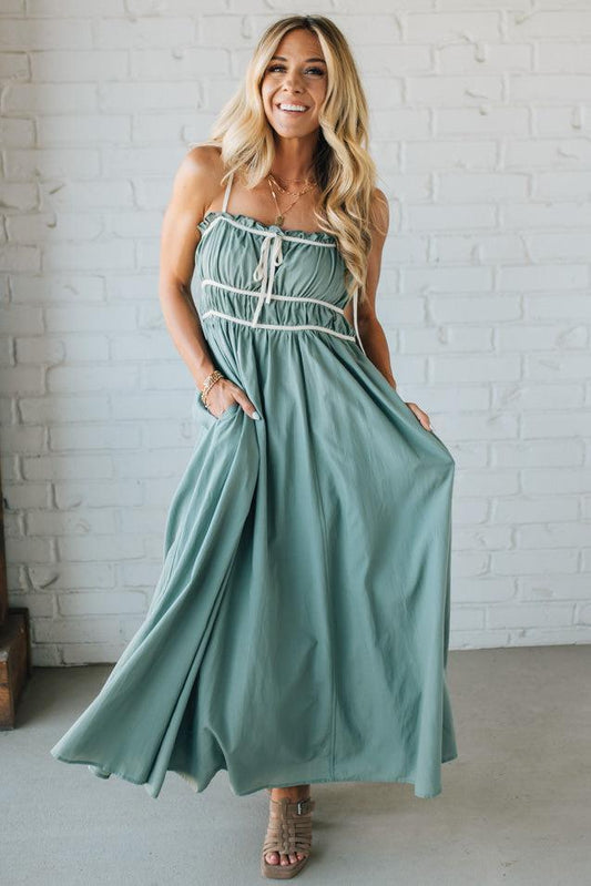 Rickie Ruched Contrast Trim Maxi