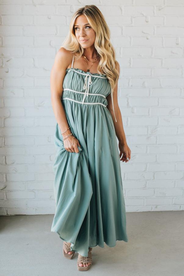 Rickie Ruched Contrast Trim Maxi