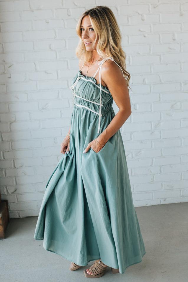 Rickie Ruched Contrast Trim Maxi