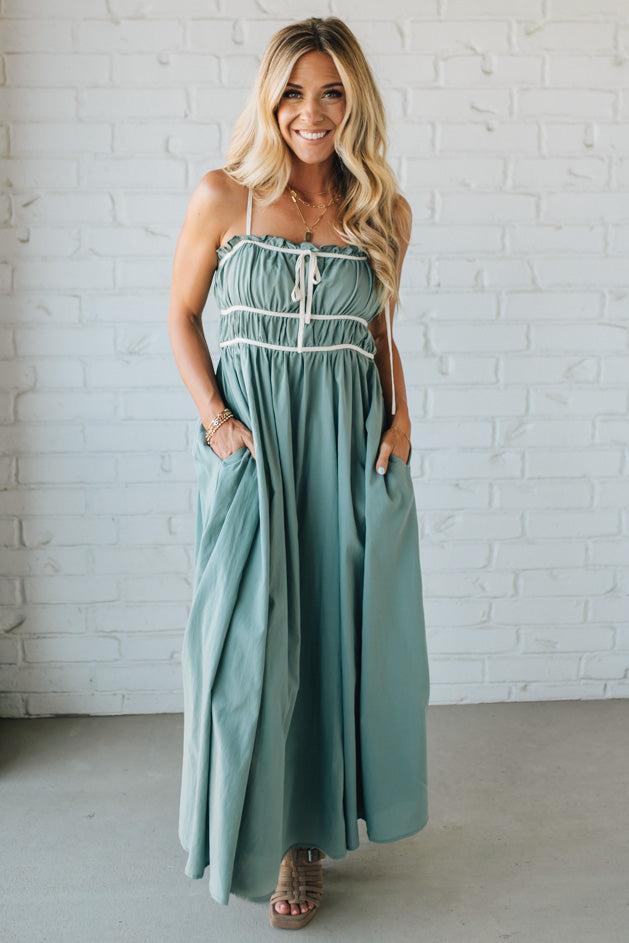 Rickie Ruched Contrast Trim Maxi