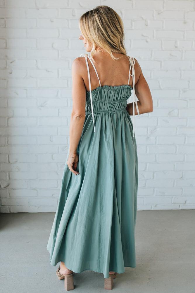 Rickie Ruched Contrast Trim Maxi