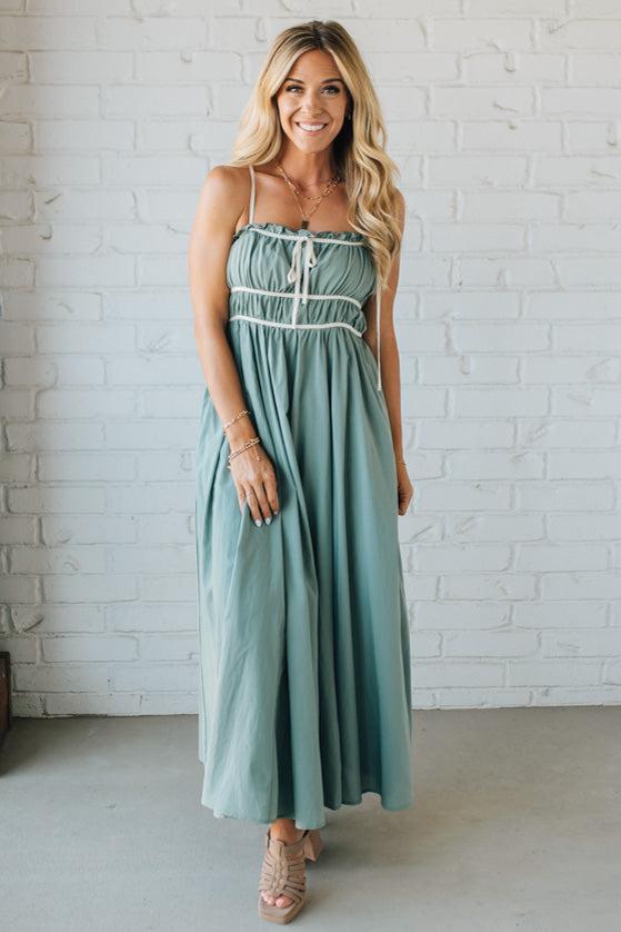 Rickie Ruched Contrast Trim Maxi