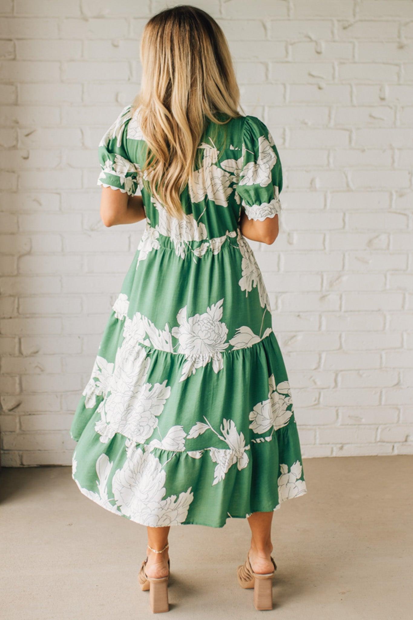 Rickrack Trimmed Print Henley Dress