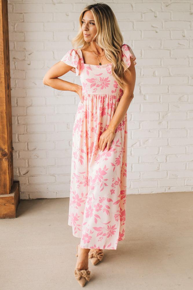 Ruffle Sleeve Square Neck Maxi Dress