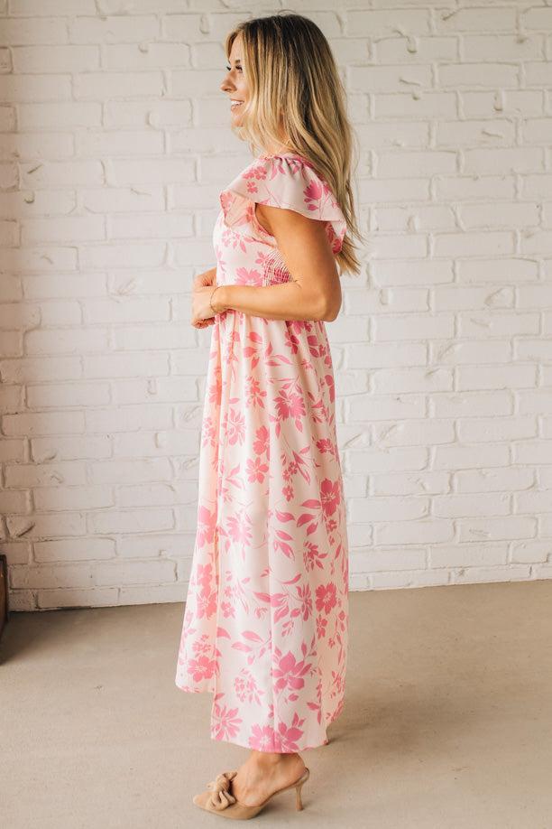 Ruffle Sleeve Square Neck Maxi Dress