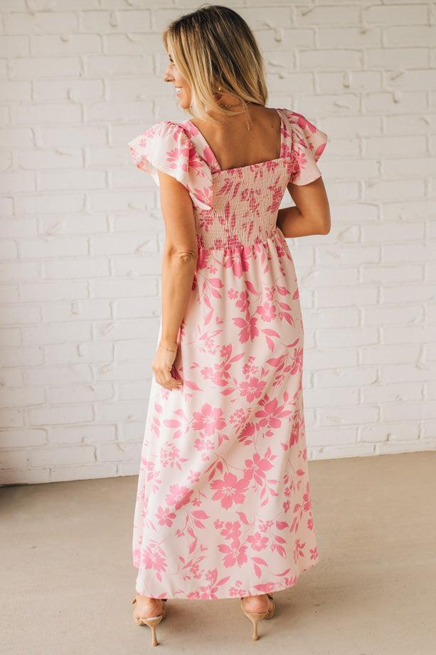 Ruffle Sleeve Square Neck Maxi Dress